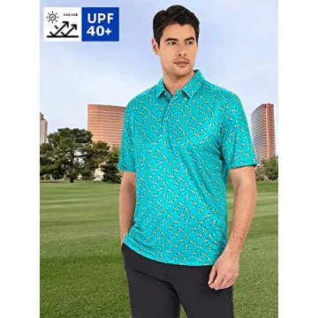SAMERM Men's Performance Golf Polo Moisture Wicking UV Protection