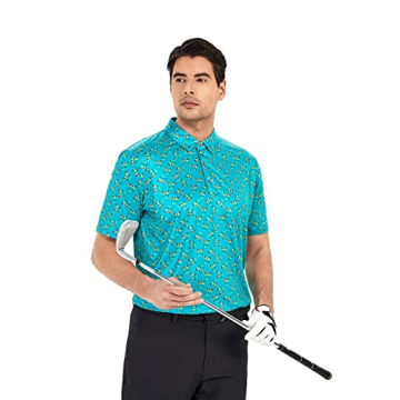 SAMERM Men's Performance Golf Polo Moisture Wicking UV Protection