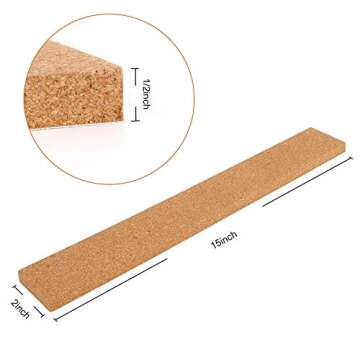 FEBSNOW 3 Pcs Bulletin Strip Cork Strip Cork Bulletin Bar Strip Natural Frameless Cork Board Strips with Strength Adhesive Backing for Office, School, Home Holiday Decor 15" X 2"- 1/2" Thick