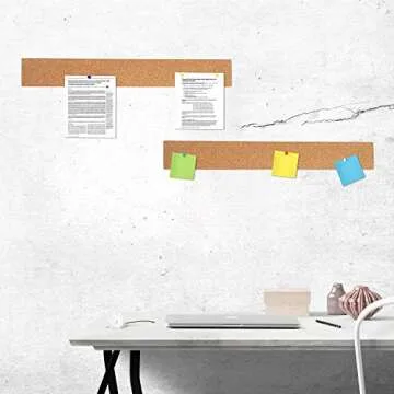 FEBSNOW 3 Pcs Bulletin Strip Cork Strip Cork Bulletin Bar Strip Natural Frameless Cork Board Strips with Strength Adhesive Backing for Office, School, Home Holiday Decor 15" X 2"- 1/2" Thick