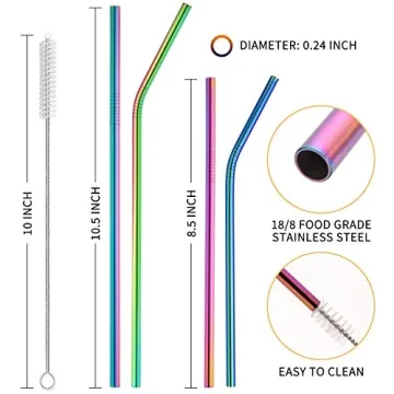 Hiware Reusable Stainless Steel Straws Eco-Friendly Pack
