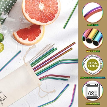 Hiware Reusable Stainless Steel Straws Eco-Friendly Pack