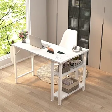 Lufeiya L Shaped Desk with Power Outlet & Storage