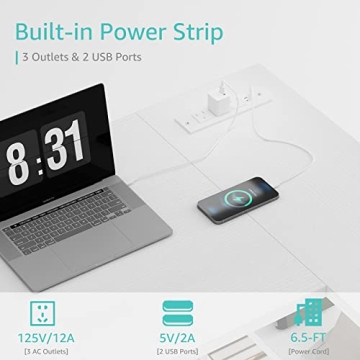 Lufeiya L Shaped Desk with Power Outlet & Storage