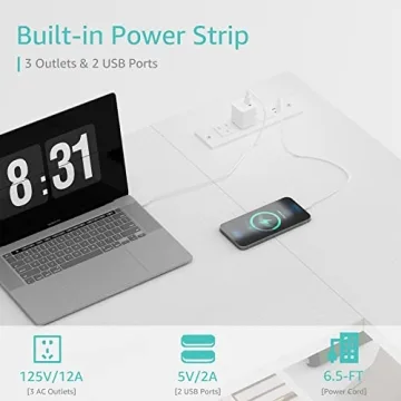 Lufeiya L Shaped Desk with Power Outlet & Storage