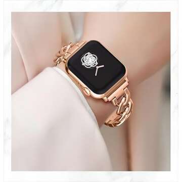Kolgios 38/40/41mm Rosegold Women Cool Chain SmartWatch Bands Compatible for Apple Watch Series 9/8/...