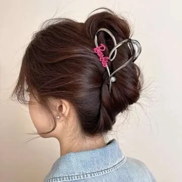 Gun Black Heart Hair Clips for Stylish Women and Girls