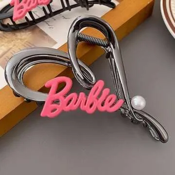 Gun Black Heart Hair Clips for Stylish Women and Girls