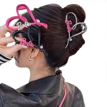 Gun Black Heart Hair Clips for Stylish Women and Girls