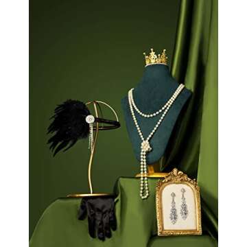 Zivyes 1920s Accessories for Women Headband Necklace Gloves Costume Holder Flapper Costume Accessori...