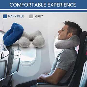 HITSZS Inflatable Travel Pillow for Airplane Travel with Soft Velvet Cover
