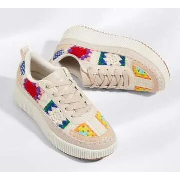 LUCKY STEP Women's Stylish Knit Running Sneakers