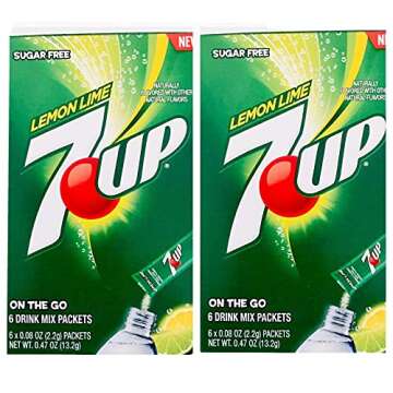 7/ UP SUGAR FREE LEMONLIME ON THE GO 6 DRINK MIX PACKETS ( 2 BOXES )
