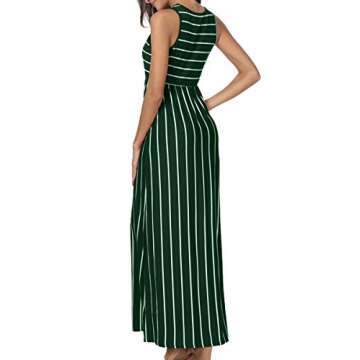 levaca Womens Floor Length Summer Sleeveless Long Sundress with Pockets Green M