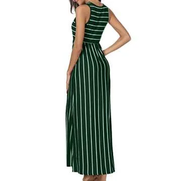 levaca Womens Floor Length Summer Sleeveless Long Sundress with Pockets Green M