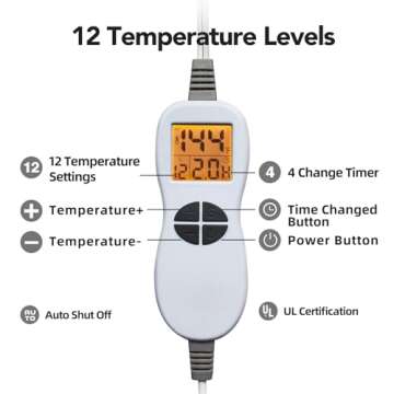 Ambershine 26"x35" XXXL King Size Neck& Shoulder& Back Heating Pad with 12 Temperature Settings& 4 Auto-Off Countdown Timers, Pain Relief for Back/Neck/Shoulder, Christmas gift for mom dad(Light Teal)