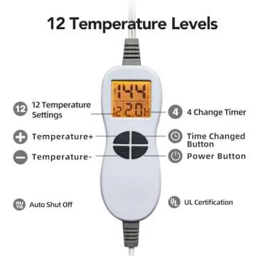 Ambershine 26"x35" XXXL King Size Neck& Shoulder& Back Heating Pad with 12 Temperature Settings& 4 Auto-Off Countdown Timers, Pain Relief for Back/Neck/Shoulder, Christmas gift for mom dad(Light Teal)