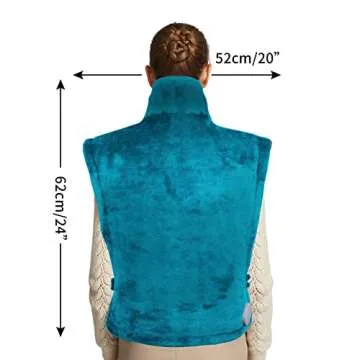 Ambershine 26"x35" XXXL King Size Neck& Shoulder& Back Heating Pad with 12 Temperature Settings& 4 Auto-Off Countdown Timers, Pain Relief for Back/Neck/Shoulder, Christmas gift for mom dad(Light Teal)
