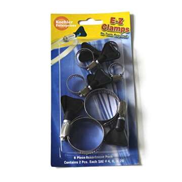Koehler Enterprises EZ01B EZ Clamp Blister Pack, 6 Piece (2 pieces each SAE Size 4, 6 and 20. No Tools Required), Black, Large