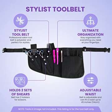 Stylist Tool Belt - Polyester Tool Pouch Belt for Salon Stylists - Holds 2 Shears - Shears Holder - Scissor Holster for Hairdressers - Shear Holster - Scissors Holder