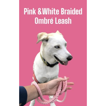 Glow Pups Stylish Pink and White Braided Dog Leash