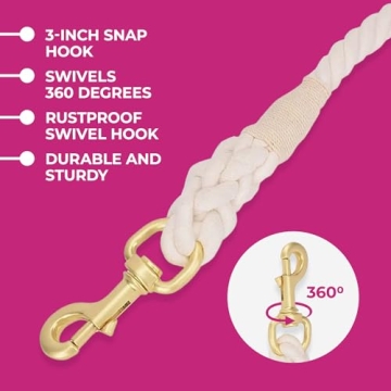Glow Pups Stylish Pink and White Braided Dog Leash