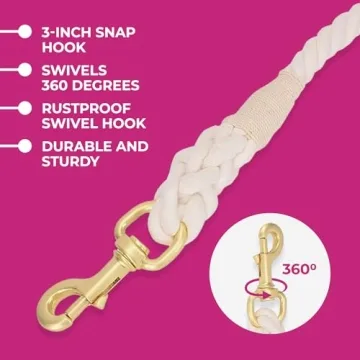 Glow Pups Stylish Pink and White Braided Dog Leash