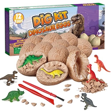 Dino Eggs Dig Kit - 12 Pack Dinosaur Excavation Science Experiments for Kids