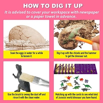 Dino Eggs Dig Kit for Kids - Fun 12 Pack Dinosaur Toys