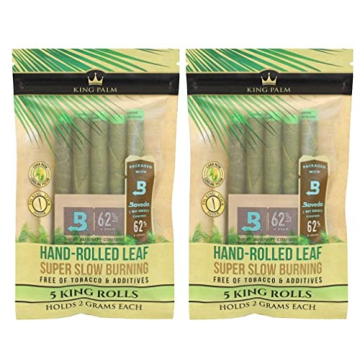 10 Organic Pre Rolls - 100% Real Palm Leaf, Slow Burning King Size