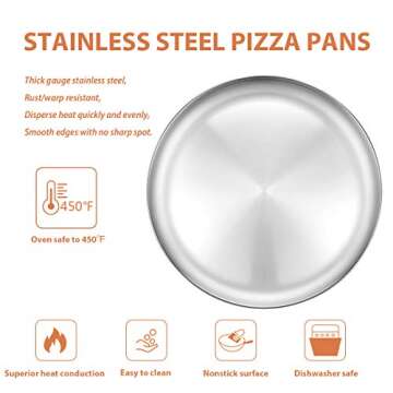 Deedro Stainless Steel Pizza Pan 13½ inch Round Pizza Tray Pizza Baking Sheet, Healthy Pizza Baking...