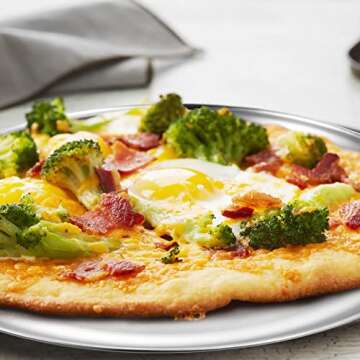 Deedro Stainless Steel Pizza Pan 13½ inch Round Pizza Tray Pizza Baking Sheet, Healthy Pizza Baking Pan Pizza Serving Tray Crisper Pan, Dishwasher Safe, 3 Pack