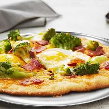 Deedro Stainless Steel Pizza Pan 13½ inch Round Pizza Tray Pizza Baking Sheet, Healthy Pizza Baking Pan Pizza Serving Tray Crisper Pan, Dishwasher Safe, 3 Pack