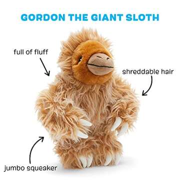 Barkbox Squeaky Dog Toys - Plush and Squeak Chew Toys | Puppy and Pet Toys for Small, Medium, and Large Dogs | Gordon The Giant Sloth