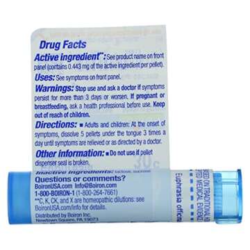 Boiron Euphrasia Officinalis 30C, Homeopathic Medicine for Eye Discharge, 80 Pellets