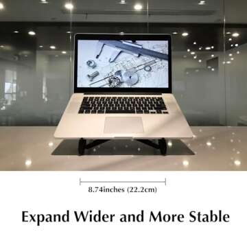 K7 Laptop Stand, Foldable Portable Laptop Stand, Ergonomic Laptop Riser for Desk for MacBook and Laptops 10-17",Balck, Lightweight,