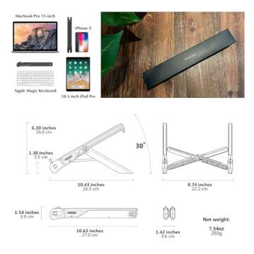 K7 Laptop Stand, Foldable Portable Laptop Stand, Ergonomic Laptop Riser for Desk for MacBook and Laptops 10-17",Balck, Lightweight,