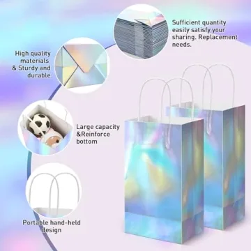 Estune Iridescent Glitter Gift Bags for All Occasions