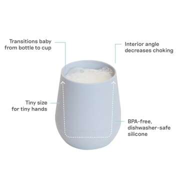 ezpz Tiny Cup (Pewter) - 100% Silicone Training Cup for Infants - 4 Months + - Designed by a Pediatr...