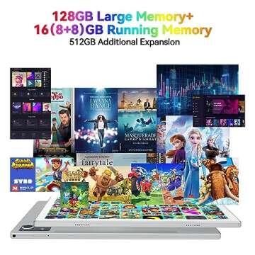 Latest Android 13 Tablet, Octa-Core Processor+128GB+16(8+8 Expand) GB, 10.1 inch Tablet with 8000mAh Battery, 1280x800 HD Screen, 5G WiFi, 21MP Camera, Tablet with Keyboard, Bluetooth, Mouse, Case.