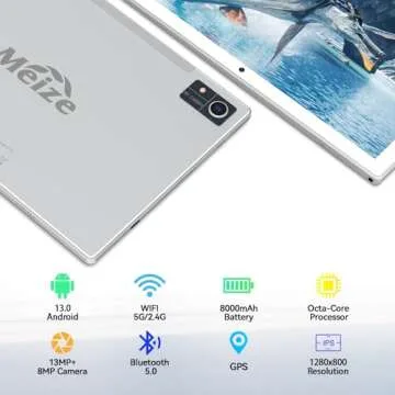 Latest Android 13 Tablet, Octa-Core Processor+128GB+16(8+8 Expand) GB, 10.1 inch Tablet with 8000mAh Battery, 1280x800 HD Screen, 5G WiFi, 21MP Camera, Tablet with Keyboard, Bluetooth, Mouse, Case.