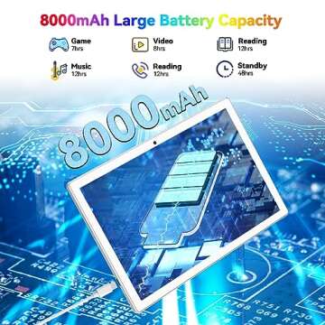 Latest Android 13 Tablet, Octa-Core Processor+128GB+16(8+8 Expand) GB, 10.1 inch Tablet with 8000mAh Battery, 1280x800 HD Screen, 5G WiFi, 21MP Camera, Tablet with Keyboard, Bluetooth, Mouse, Case.