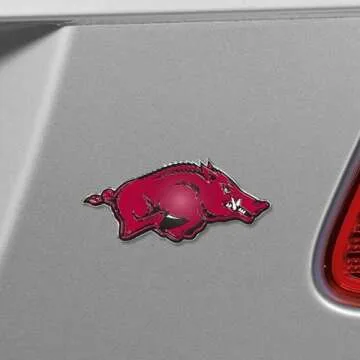 FANMATS 60514 Arkansas Razorbacks Heavy Duty Aluminum Embossed Color Emblem, Auto Emblem Decal