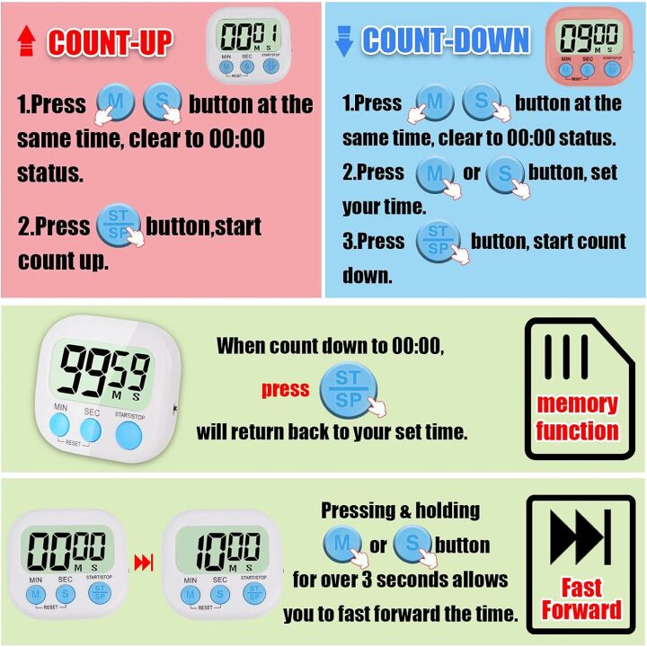 4-Piece Multi-Function Timer Set for Home & Fitness