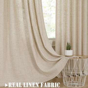 Central Park Linen Tie Top Curtain Semi Sheer Window Treatment Linen Cotton Blend Decorative for Liv...