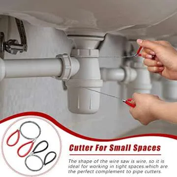 Lanties Stainless Steel Cable Saw, Metal Wire Saw Hand Pocket String Emergency Survival Rope Cutting Tools PVC Pipe Cutting Tool for Wood Camping Hiking Hunting, Red, Black, 23.62 Inch (2 Pcs)