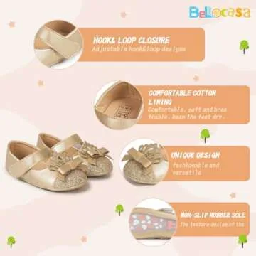 Bellocasa Baby Mary Jane Flats for Girls - Stylish First Walker Shoes