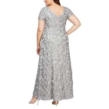 Elegant Rosette Lace Dress - Perfect for Weddings & Events, Size 14 Plus