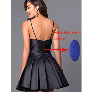 Spaghetti Strap Satin Prom Dress Short Backless A Line Homecoming Dresses with Pockets for Teens Red Size 8