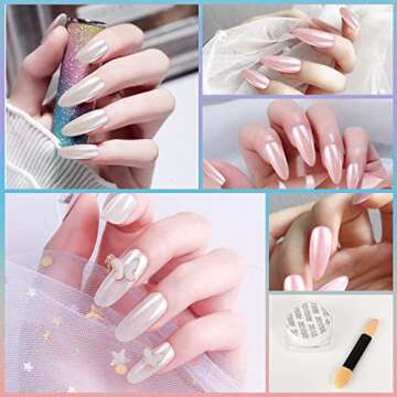 Artdone 2PCS White Pearl Chrome Nail Powder for Iridescent Nail Art